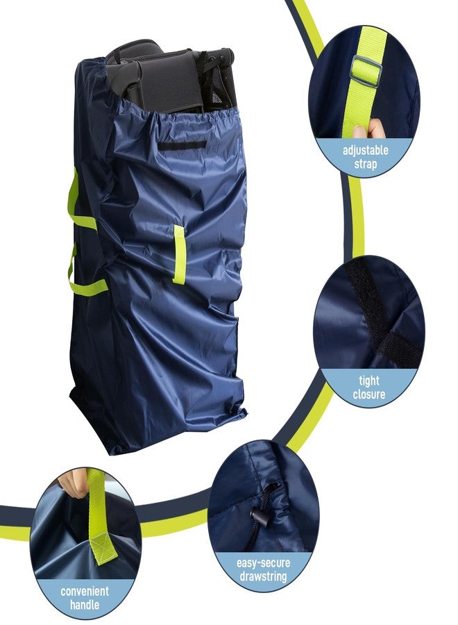 DMS PROTECTOR Gate Cheak Stroller Bag for Airplane Travel, Standard or Double Stroller Travel Bag For Airplane, Waterproof Travel Carry Bag, Large Stroller Cover, Navy - Image 4